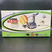 Apple Peeler Fruit Slicer Corer Stainless Steel Blades and Suction Base Red NIB