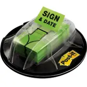 Post-It 680-Hvsd Message Flag Desk Grip Dispenser Sign Date Bright Green
