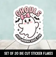 Halloween Ghouls Just Wanna Have Fun Ghost Die Cut Stickers - Set of 20