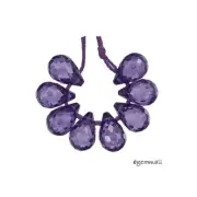 8 Cubic Zirconia Teardrop Briolette Beads 6x9mm Amethyst Purple #96091