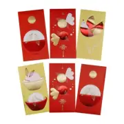 6pcs Chinese Red Envelopes Rabbit Year Money Packet Hongbao for New Year