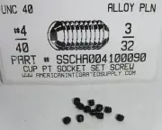 #4-40x3/32 Hex Socket Set Screws Cup Point Alloy Steel (25)