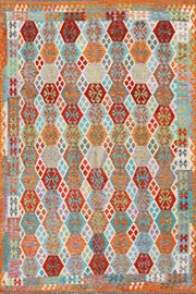 Afghan Kilim Zari Hand Knotted Rug - 351x252cm by Cyrus Rugs