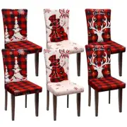 Preboun 6 Pcs Removable Washable Stretch Christmas Chair Covers with Tree, Sn