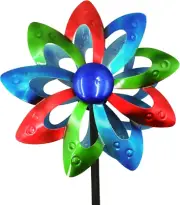 Wind Spinner Dual-Sided Colorful Metal Windmill Sculpture Outdoor Kinetic Decor