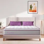 Sweetlove King Single Mattress, Lavender Memory Foam Mattress for Cooling Sleep, Pressure Relief & Motion Isolation, Euro-top Bed Mattresses with Medium Firm