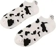 [GANPUB] 1 Pair White Socks, Funny Women Socks, Trendy Cotton Hosiery, Cow Print Socks, Black White Short Sock, Casual Ankle Socks，Women's No-Show Socks, Socks and Hosiery, White, One size