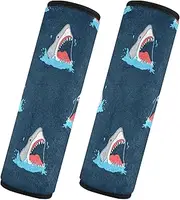 Car Seat Belt Pads Covers 2 Piecing Breathable Car Safety Seat Belt Strap Shoulder Pad Child Safety Seat Shoulder Strap Cover Car Accessories for Women Men Kids M Hand Drawing Fish sea Pattern