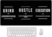 Reateforin Motivational Office Long Mouse Pad Desk Pad Big Mouse Mat Inspirational Black Keyboard Hustle Desktop Entrepreneur Quote Mousepad for Mens Teens Gifts Daily Reminder 31.5"x15.7"