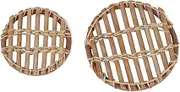 RHAIYAN Retro Rattan Woven Storage Snack Coffee Table Insulation Coaster Pot Mat European and Japanese Home Decor, 2PCS Specific