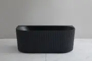 1500*750*580mm Ceto Bari Groove Matt Black Freestanding Back to Wall Bath