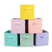 Fabric Storage Bins 6 Pack 11 inch Foldable Storage Cubes with Handles Fun Co...