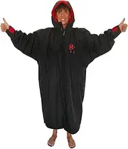 HUT Premium Black Change Robe. Waterproof, windproof, super-warm changing robe. Long sleeve, unisex, three sizes (S+M+L). Great for surfers and open water swimmers and more!