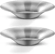 WAGENSTEIGER Set of 2 Stainless Steel Dinner Plates/Bowl, Shallow Salad Bowls, Serving Platters, Buffet Party Pans, Catering Trays, Classic Brushed Finish, Great for Both Hot & Cold Dishes