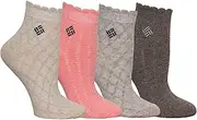 [Columbia] Women's Flat-Knit Textured Quarter Socks 4-Pack