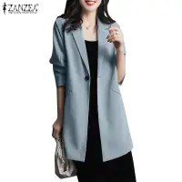 在飛比找蝦皮商城優惠-Zanzea 女式韓版時尚休閒側袋純色日常大衣