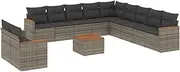 vidaxl - 12 Piece Modular Grey Rattan Garden Sofa Set with Cushions & Storage for Outdoor Patio