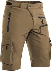 [Hiauspor] Men's Mountain Bike Shorts Stretch MTB Shorts Quick Dry with Zipper Pocket