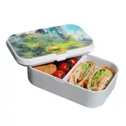 Lunch Box Food Container Snack Picnic Authentic Wood Strap Cutlery Garden