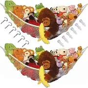 2Pcs Stuffed Animal Storage Net Hammock, BetterJonny Toy Storage Hammock Large Mesh Toys Holder Net Organizer Wall Sling Corner Storage Net for Store Plush Dolls