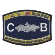 USN NAVY SEABEE COMBAT WARFARE BADGE ENLISTED PATCH CAN DO CB CONSTRUCTION
