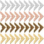Jeffdad 80 Pcs Book Corner Protector, Vintage Metal Iron Corner Cover, Triangle Carved Antique Book Scrapbooking Albums Notebook Corner Protector