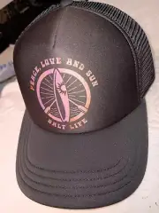 SALT LIFE LIVE SALTY MEN'S EBONY BLACK LOGO BLACK MESH BALL CAP HAT OSFM $24 NWT