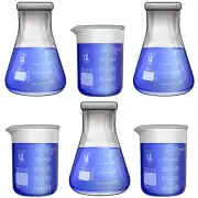 Laboratory Shot Glass Set 6 Pieces 50ml Beakers and 50ml Flasks Borosilicate ...