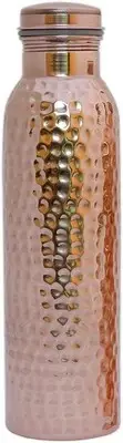 Traveller's Pure Copper Hammered Water Bottle for Ayurvedic Health Benefits