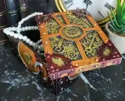 7.75 Inch Steampunk Themed Clockwork Jewelry/Trinket Box Figurine