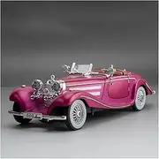 Die-cast 1:24 for Mercedes-Benz 500K Car Model Alloy Diecast Sound Light Pull Back Vintage Vehicle Models Collection Display Miniature Vehicle(Purple)