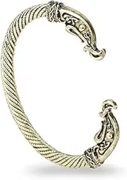 [BOSUGE] Charming Bracelet， Teen Wolf Dragon Head Bracelet Fashion Accessories Vintage Viking Bracelet Men Jewelry Wristband Cuff Bangles for Women (Color : Gold) (Color : Gold)