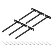 6Pcs 7 Inch Wall Mounting Floating Shelf Bracket Hidden Shelf Support, Black