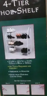 Tuscany Collection 4-Tier Standing Shoe Shelf Rack - No Tools Required