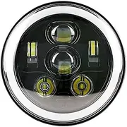 Motorcycle Headlight Motorcycle Black/Chrome Halo Angel Eye DRL Led Headlamp Softail For Slim Fat Boy 7" Inch H4 LED Headlight