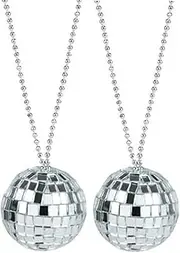 Zugar Land 70s Mirror Disco Ball Necklace Assortment - Chain. Costume Accessory Jewelry