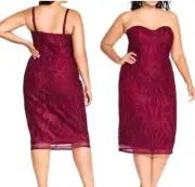 City Chic Small Burgundy Plus Size 16 Antonio