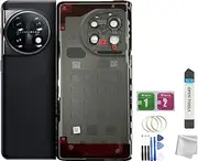 JMBTQ for Oneplus 11 Back Glass Cover with Camera Glass Lens Replacement for OnePlus 11 5G All Versions +Tools (Black)