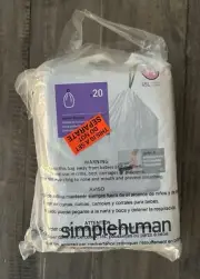 100 Count SimpleHuman Custom Fit Drawstring Trash Bags, 45 Liter / 11.9 Gallon