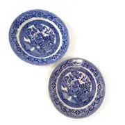 Antique Dudson Wilcox Tille Ltd Blue Willow Dessert / Bread and Butter Plates,