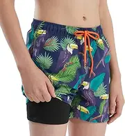 Ewbob Boys Swim Trunks Bathing Suit Shorts Mesh or Compression Liner with Pocket Quick Dry Swimwear Teen Beach Shorts 3-12 Years