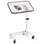 Costway Laptop Desk Overbed Desk Angle-Adjustable Desk Bedside Nursing Table White
