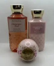 Bath Body Works CHAMPAGNE TOAST LOT Shower Gel, Lotion, Bath Bomb Fizzy