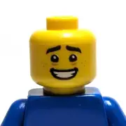 Lego - Minifigure Head - Dual Sided - Worried Smile / Scared, Freckles