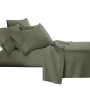 Brown Bamboo Blend Cooling Flat Fitted Sheet Set
