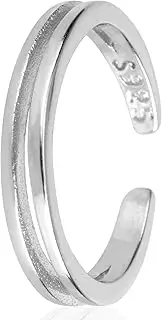 [Mikovivi] Adjustable Silver Toe Rings, 925 Sterling Silver Minimalist Open Toe Rings Simple Design Summer Beach Foot Jewelry for Women Summer Gift (2 Row)