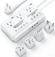 220v to 110v Voltage Converter Adapter: International US Classic White