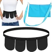 [Tondiamo] Mastectomy Drain Holder Adjustable Mastectomy Drain Drainage Pouch with Shower Bag Post Mastectomy Aprons Mastectomy Recovery Supplies for Breast Reduction (Two and Four Pockets, Black,Blue)