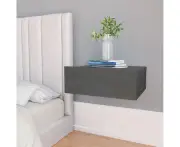 Chic High Gloss Grey Floating Nightstands Wall-Mounted with Drawer Set of Two