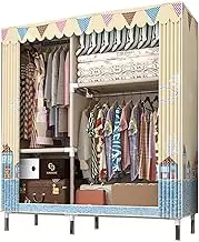 Wardrobe Canvas Wardrobe Fabric Clothes Closet Storage Organizer with Hanging Rail, Shelves, Foldable Closet for Bedroom, Living Room,D-105X45X170cm
